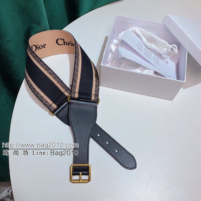Dior女士腰帶 迪奧Christian Dior刺繡帆布皮帶  jjp1974